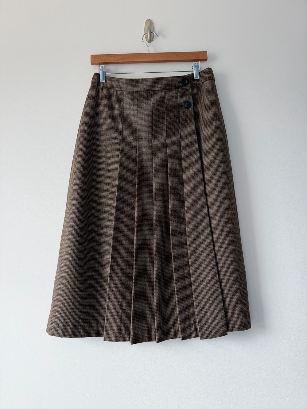 Simons Pleated Brown Midi Skirt